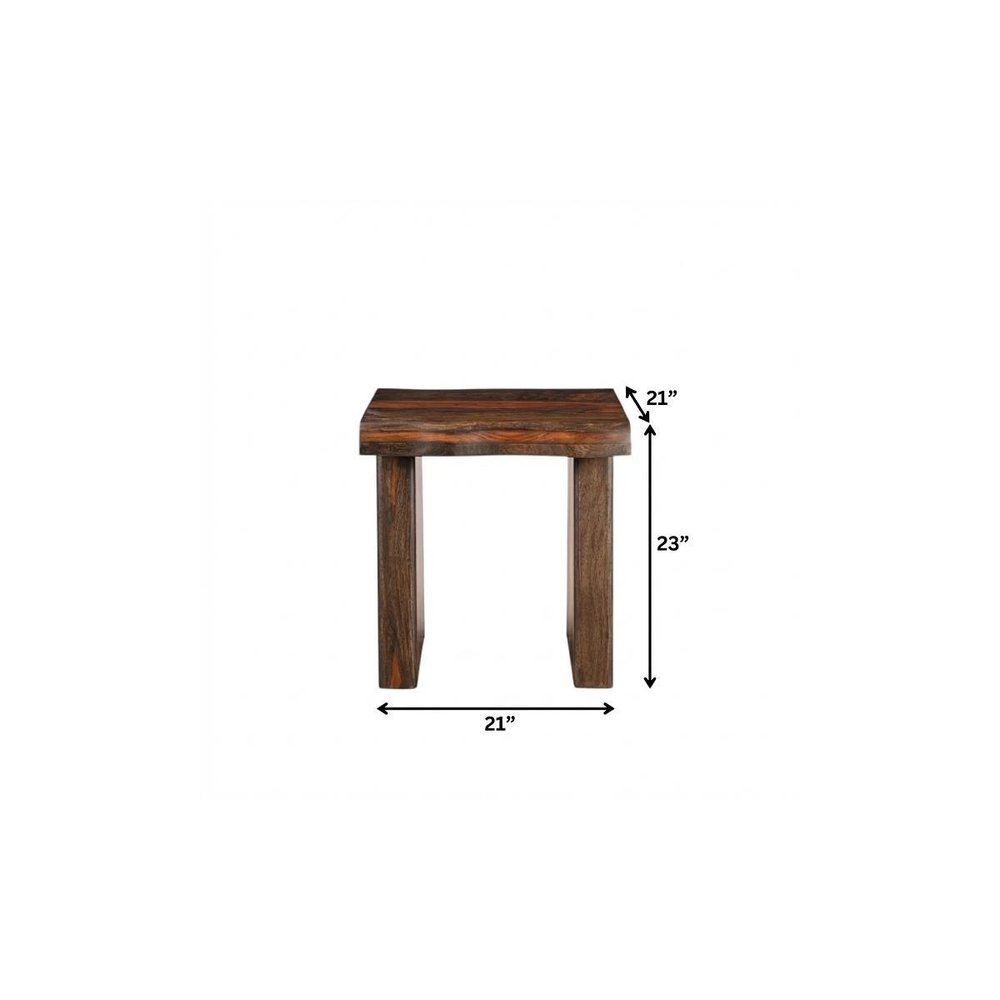 23" Dark Brown And Brown Wood Solid Wood Square End Table HomeRoots