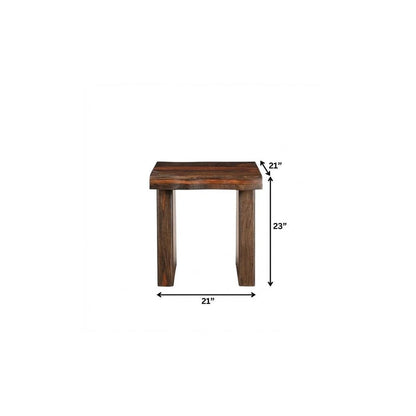 23" Dark Brown And Brown Wood Solid Wood Square End Table HomeRoots
