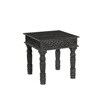 24" Black Distressed Solid Wood Square End Table HomeRoots