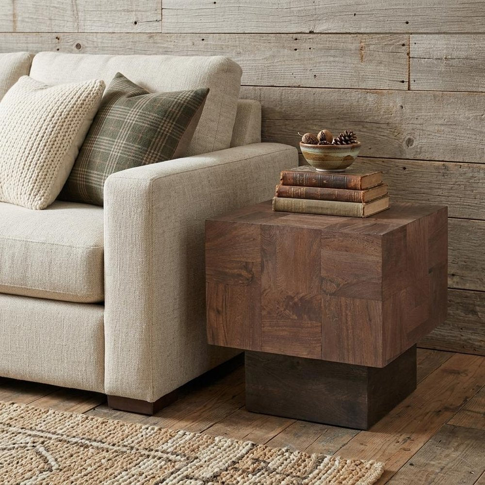 22" Black And Brown Solid Wood Square End Table HomeRoots