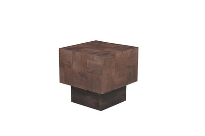 22" Brown And Black Solid Wood Square Block End Table