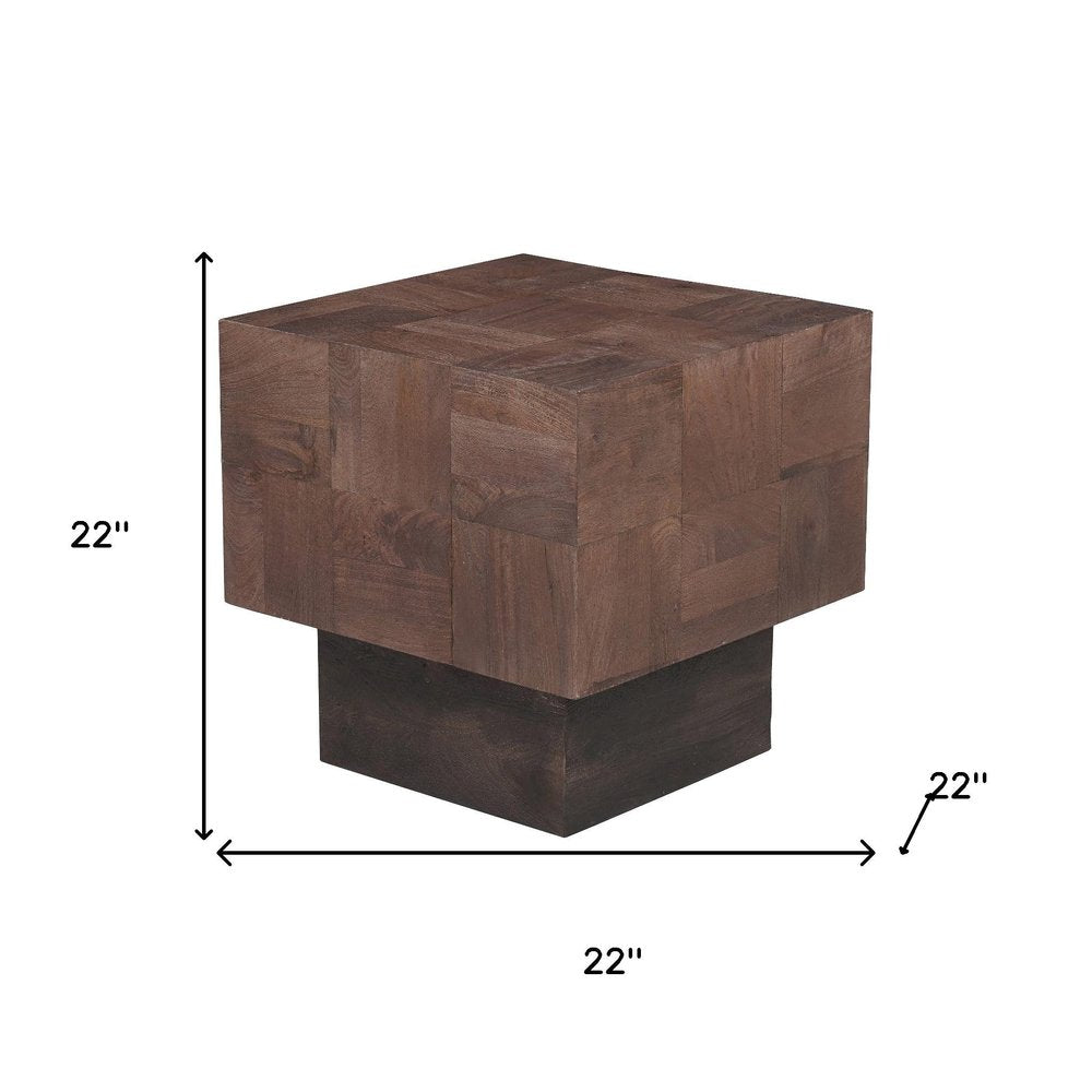 22" Black And Brown Solid Wood Square End Table HomeRoots