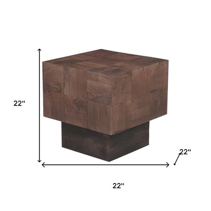 22" Black And Brown Solid Wood Square End Table HomeRoots