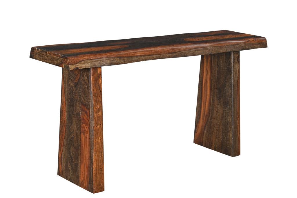 60" Dark Brown Solid Wood Frame Console Table - FurniFindUSA