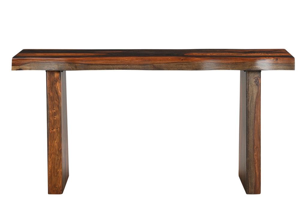 60" Dark Brown Solid Wood Frame Console Table - FurniFindUSA