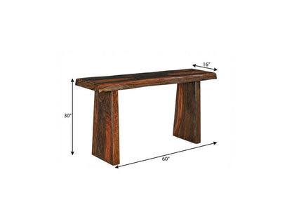 60" Dark Brown Solid Wood Frame Console Table HomeRoots