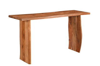 57" Chestnut Solid Wood Sled Console Table - FurniFindUSA