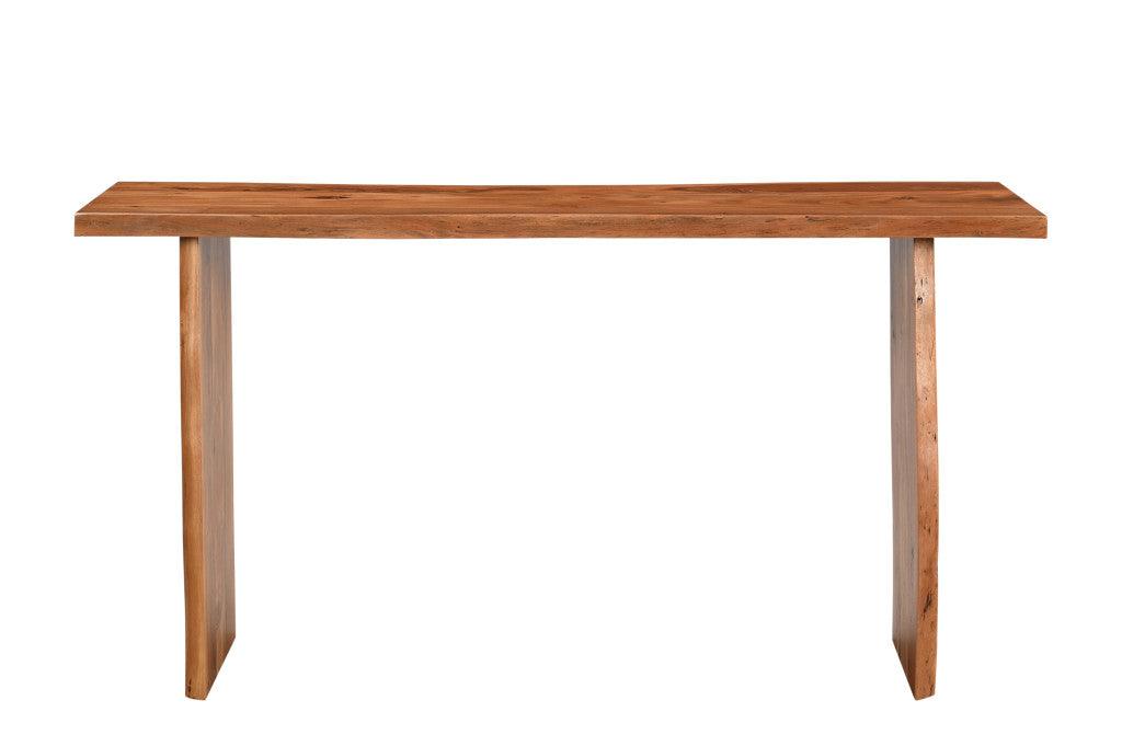 57" Chestnut Solid Wood Sled Console Table - FurniFindUSA