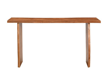 57" Chestnut Solid Wood Sled Console Table - FurniFindUSA