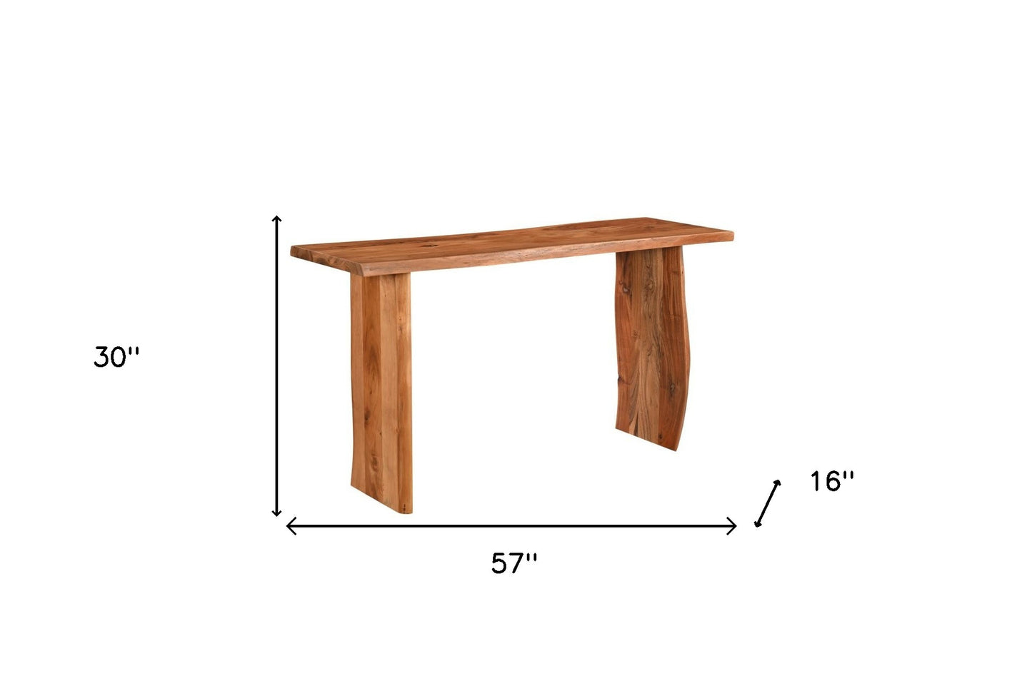 57" Chestnut Solid Wood Sled Console Table