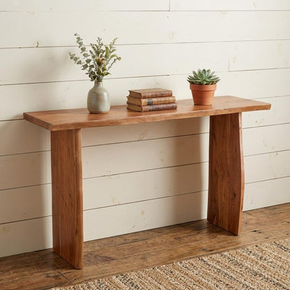57" Chestnut Solid Wood Sled Console Table HomeRoots