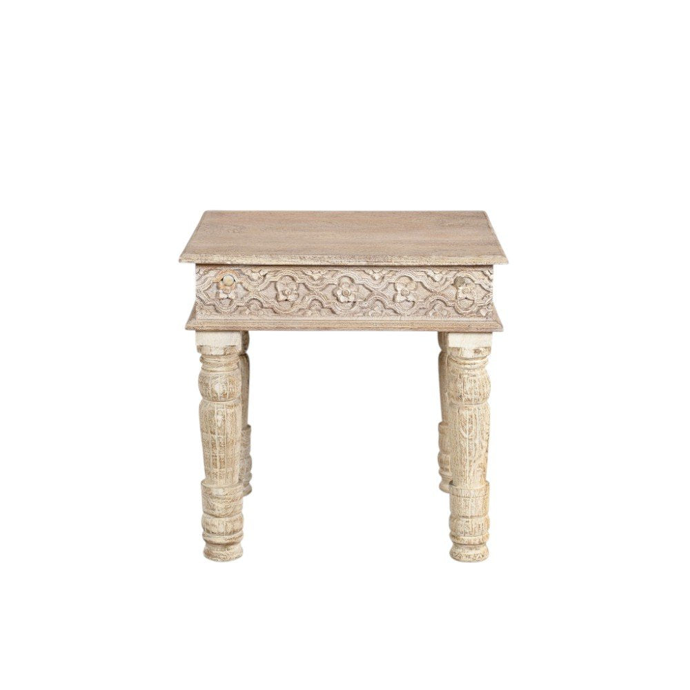 24" Natural Distressed Solid Wood Square End Table HomeRoots