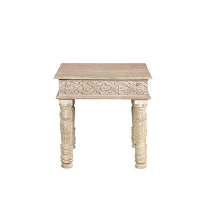 24" Natural Distressed Solid Wood Square End Table HomeRoots
