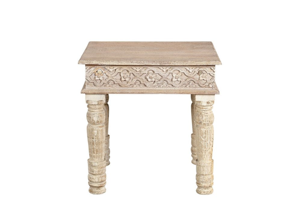24" Natural Distressed Solid Wood Square End Table HomeRoots