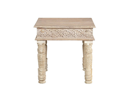 24" Natural Distressed Solid Wood Square End Table HomeRoots