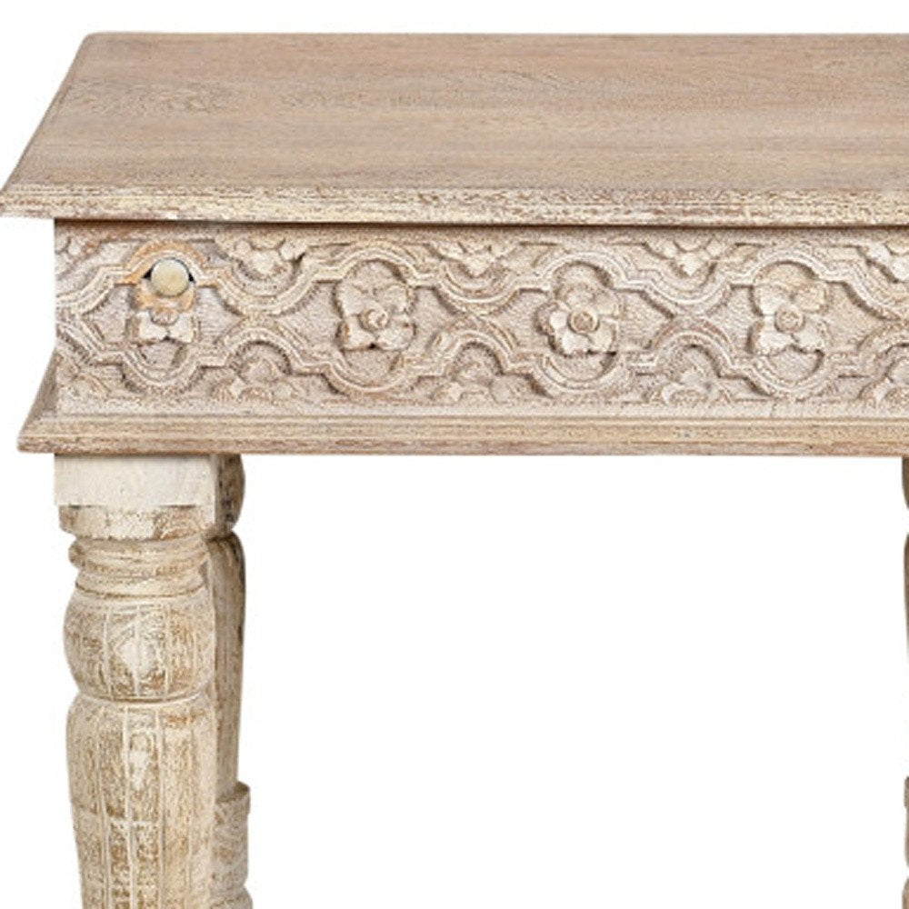24" Natural Distressed Solid Wood Square End Table HomeRoots