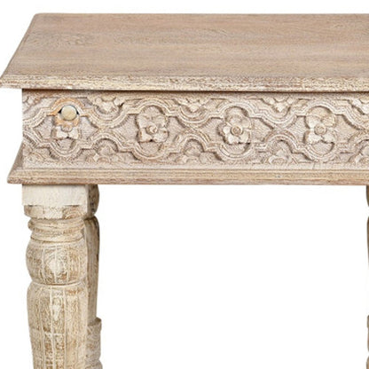 24" Natural Distressed Solid Wood Square End Table HomeRoots