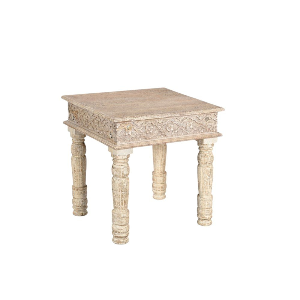 24" Natural Distressed Solid Wood Square End Table HomeRoots