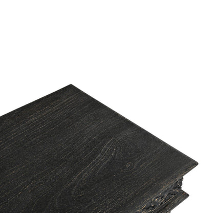 24" Black Distressed Solid Wood End Table HomeRoots