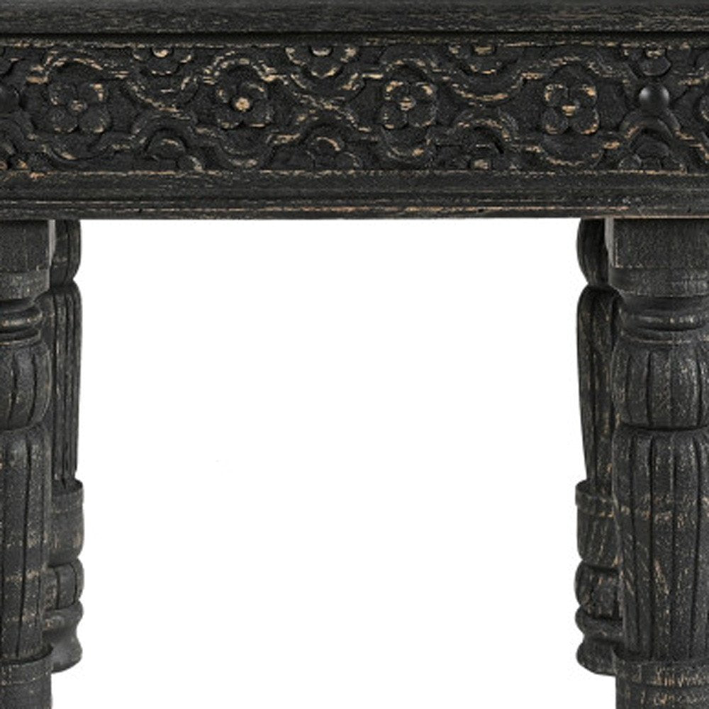24" Black Distressed Solid Wood End Table HomeRoots