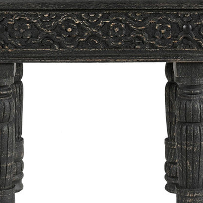 24" Black Distressed Solid Wood End Table HomeRoots