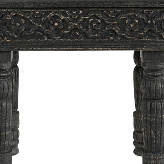 24" Black Distressed Solid Wood End Table HomeRoots