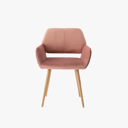 Pink Upholstered Velvet Open Back Dining Chair