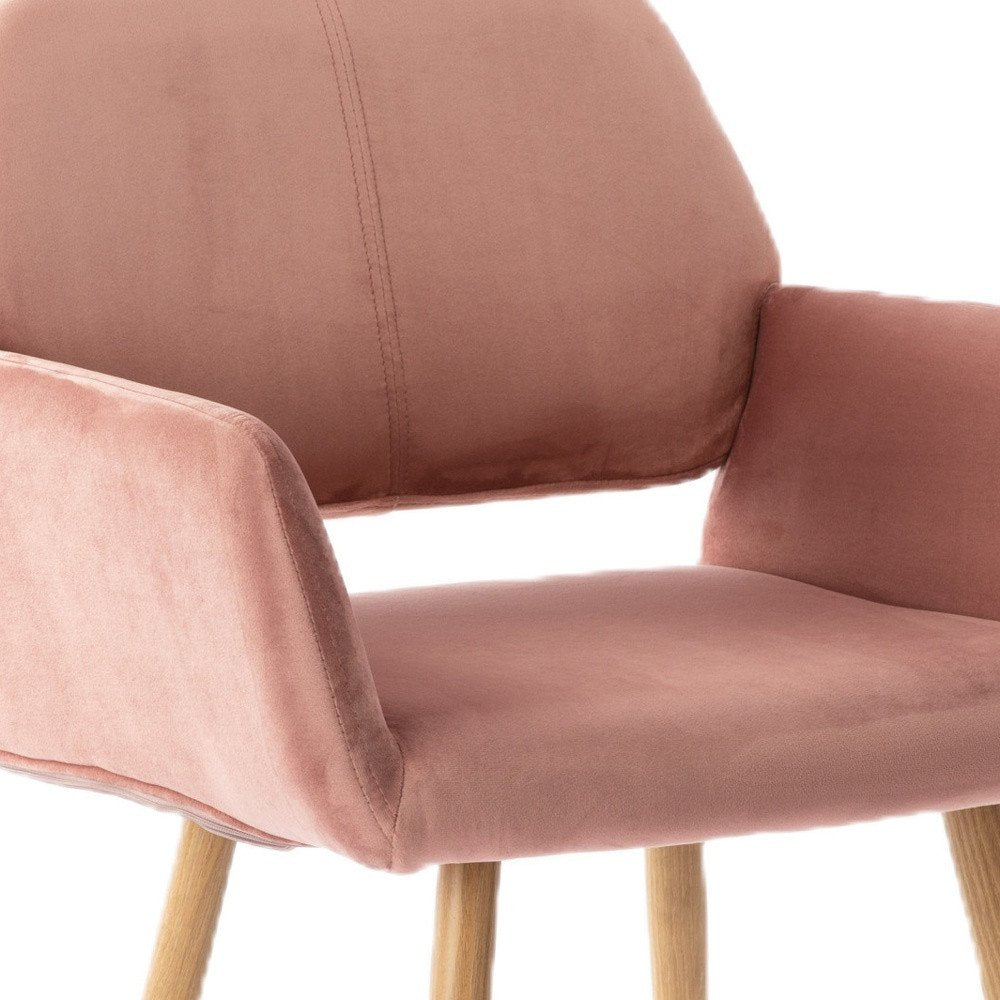 Pink Upholstered Velvet Open Back Dining Chair HomeRoots