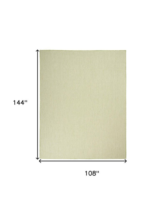 9' X 12' Green And Ivory Indoor Outdoor Area Rug