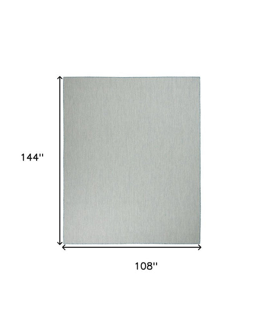 9' X 12' Aqua And Ivory Indoor Outdoor Area Rug