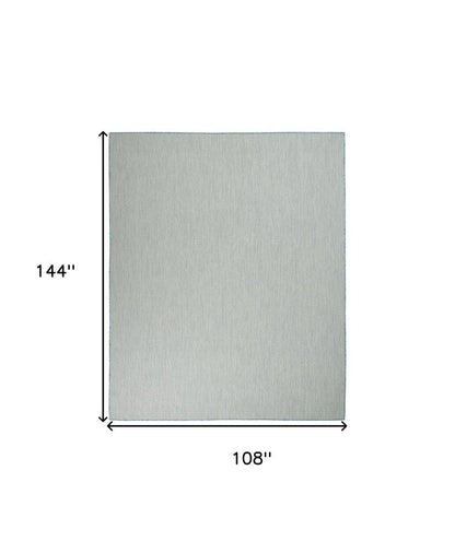 9' X 12' Aqua And Ivory Indoor Outdoor Area Rug