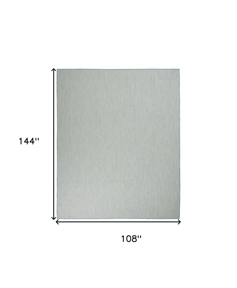 9' X 12' Aqua And Ivory Indoor Outdoor Area Rug HomeRoots