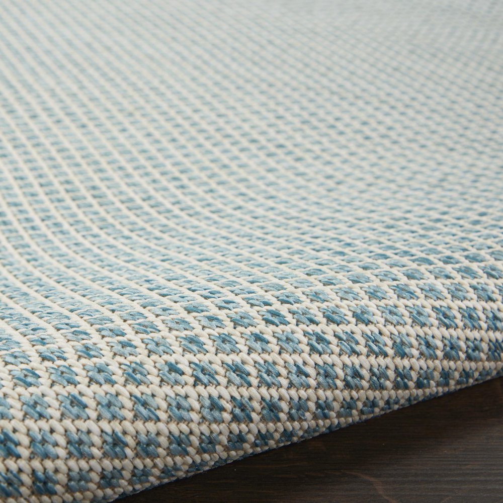 9' X 12' Aqua And Ivory Indoor Outdoor Area Rug — view 11