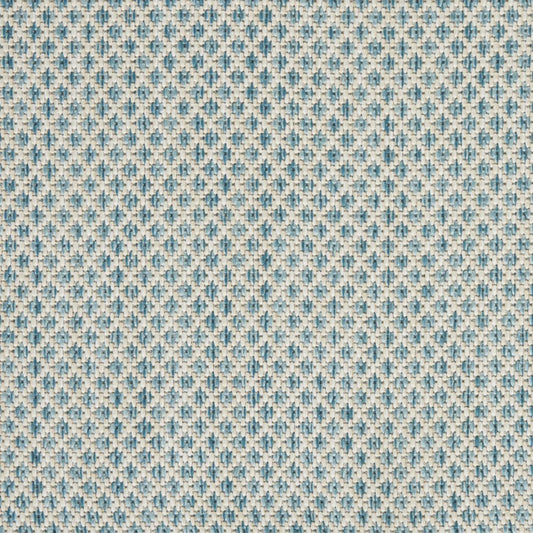9' X 12' Aqua And Ivory Indoor Outdoor Area Rug