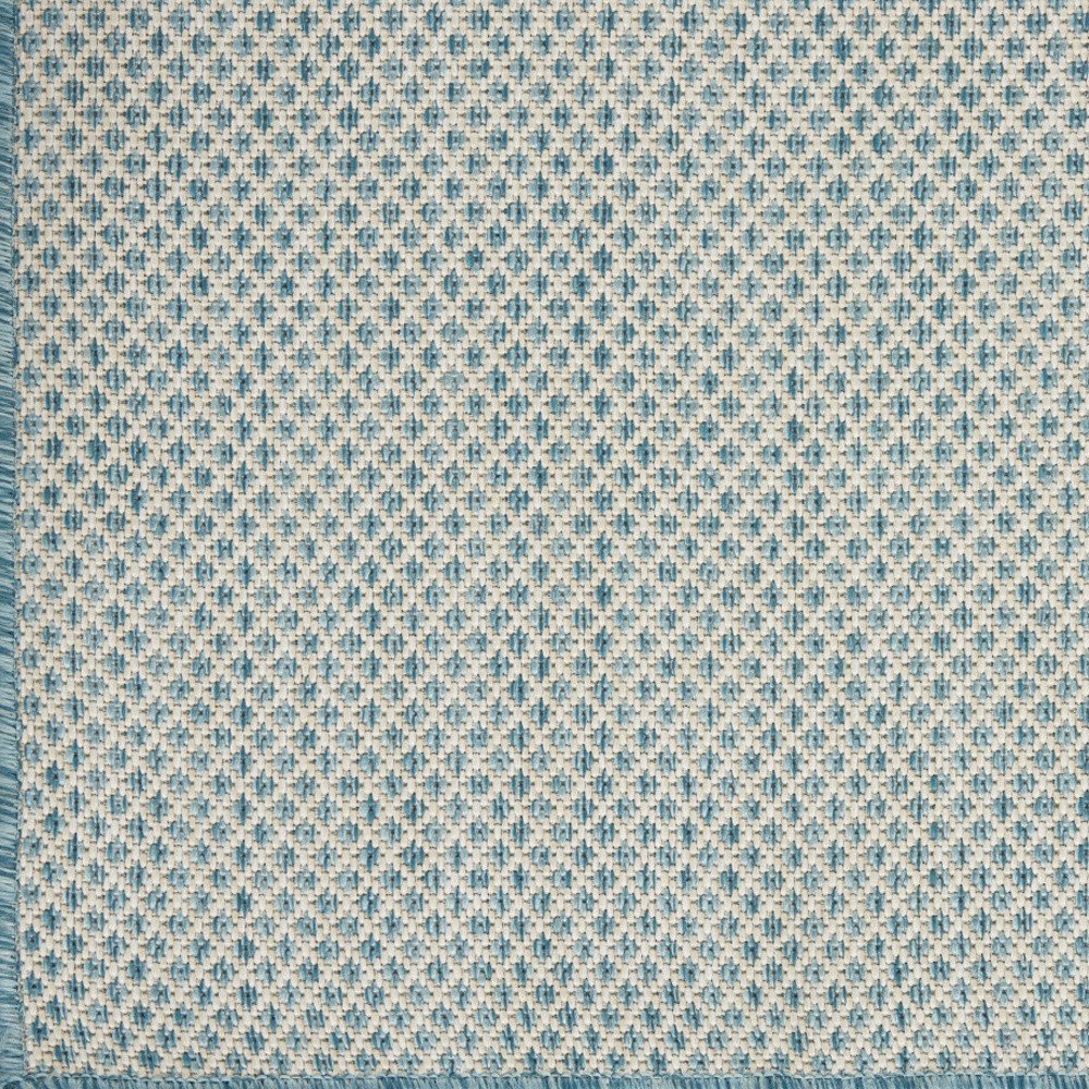 9' X 12' Aqua And Ivory Indoor Outdoor Area Rug — view 3