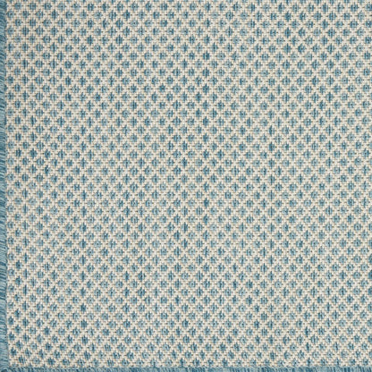 9' X 12' Aqua And Ivory Indoor Outdoor Area Rug HomeRoots