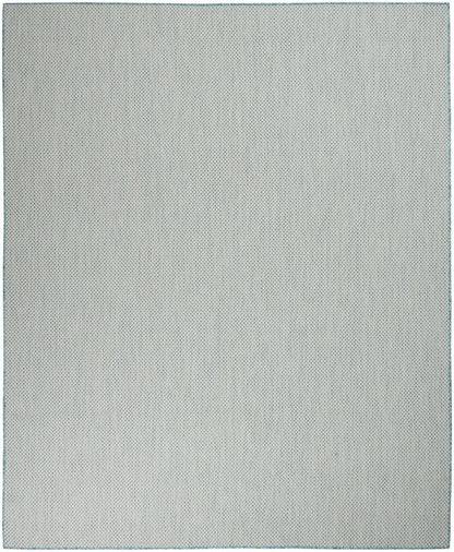 9' X 12' Aqua And Ivory Indoor Outdoor Area Rug HomeRoots