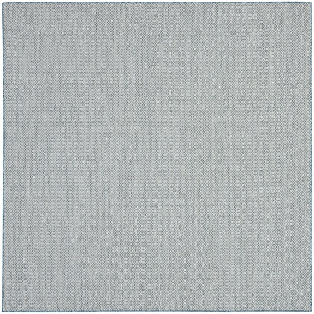 8' Aqua And Ivory Square Indoor Outdoor Area Rug — view 7