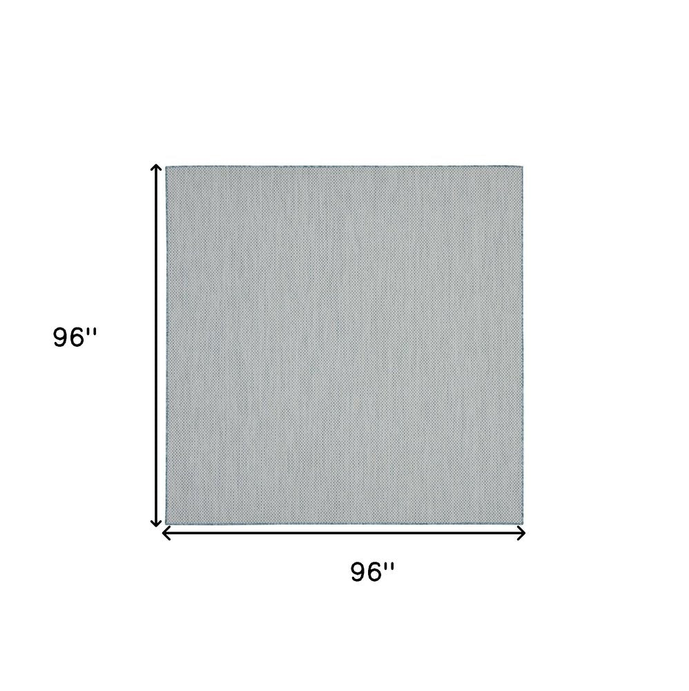 8' Aqua And Ivory Square Indoor Outdoor Area Rug HomeRoots