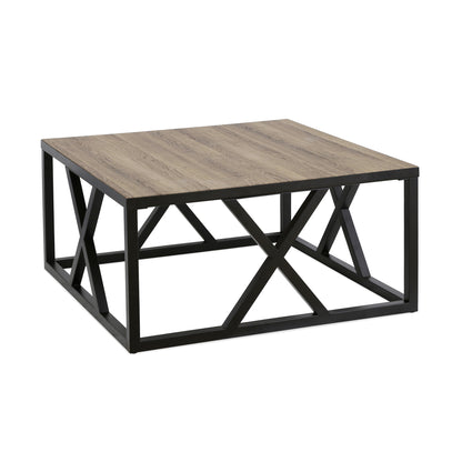 35" Black Steel Square Coffee Table