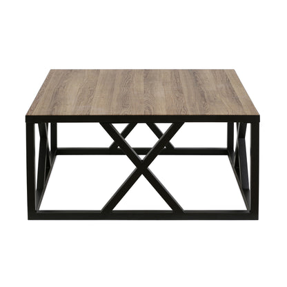 35" Black Steel Square Coffee Table