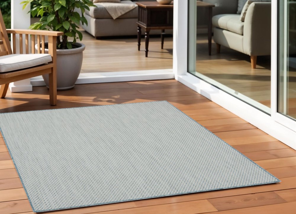 5' Blue Square Geometric Power Loom Area Rug — view 1
