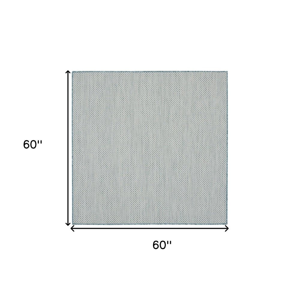 5' Blue Square Geometric Power Loom Area Rug — view 3