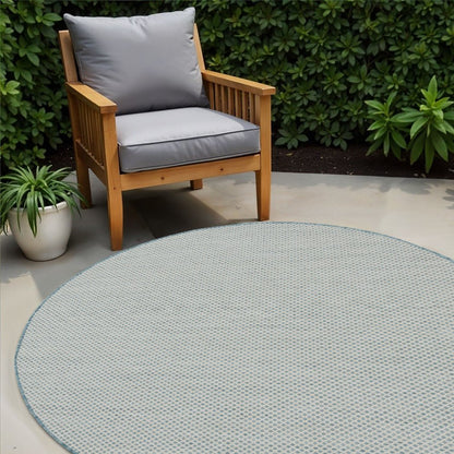 5' Blue Square Geometric Power Loom Area Rug HomeRoots