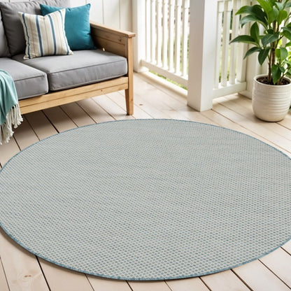 5' Blue Square Geometric Power Loom Area Rug HomeRoots