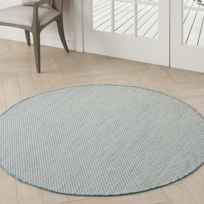 5' Blue Square Geometric Power Loom Area Rug HomeRoots
