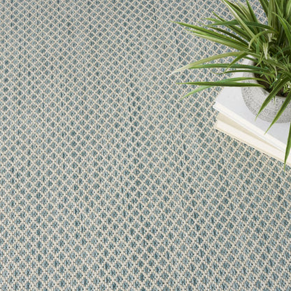 5' Blue Square Geometric Power Loom Area Rug HomeRoots