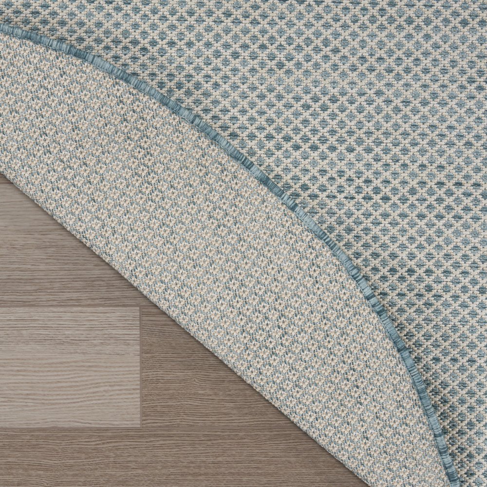 5' Blue Square Geometric Power Loom Area Rug HomeRoots