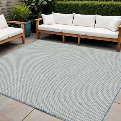 5' Blue Square Geometric Power Loom Area Rug HomeRoots