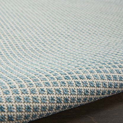 5' Blue Square Geometric Power Loom Area Rug HomeRoots